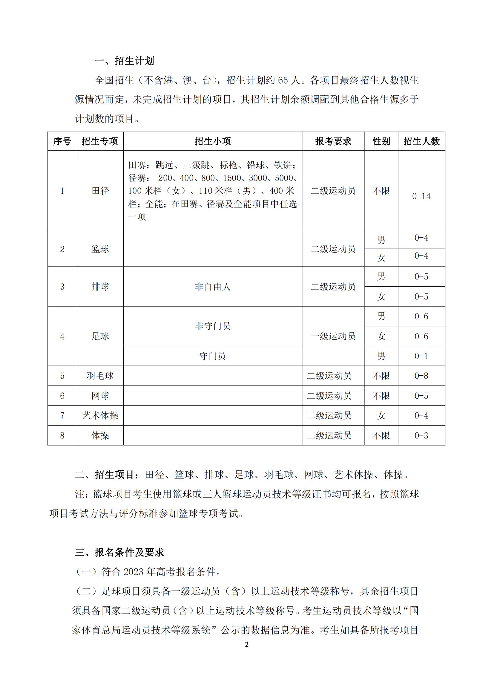 2023年华南师范大学体育类招生简章（运动训练专业）
