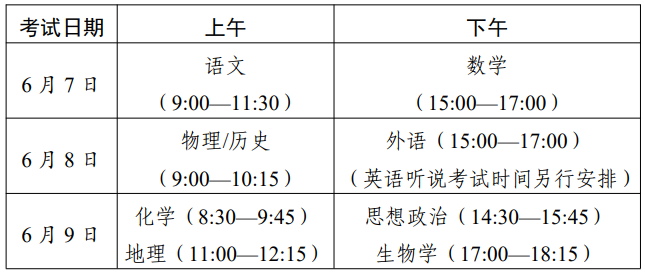2023广东高考时间具体安排表