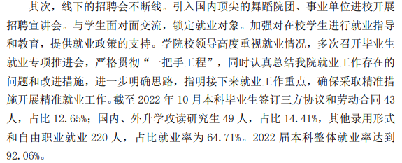 北京舞蹈学院就业率及就业前景怎么样（来源2021-2022学年本科教学质量报告）