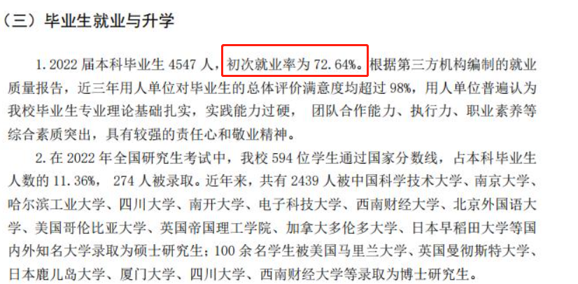 四川大学锦江学院就业率及就业前景怎么样（来源2021-2022学年本科教学质量报告）