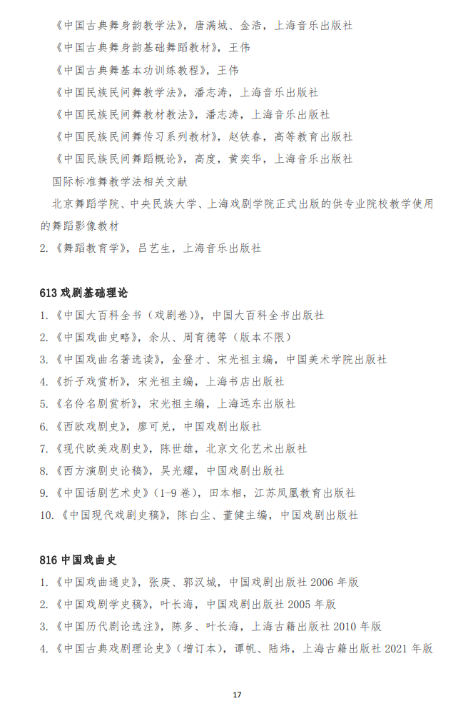 2024上海戏剧学院考研参考书目