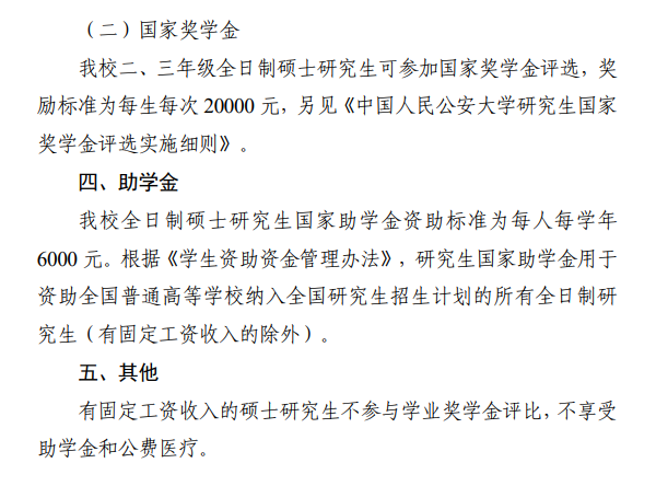 2024中国人民公安大学研究生奖学金和助学金有哪些，多少钱？