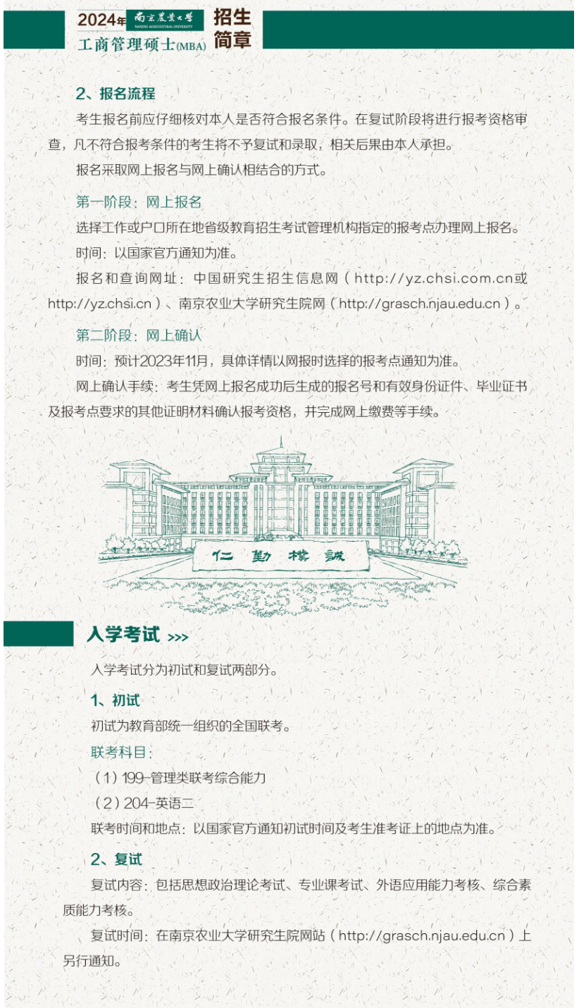 2024年南京农业大学MBA招生简章
