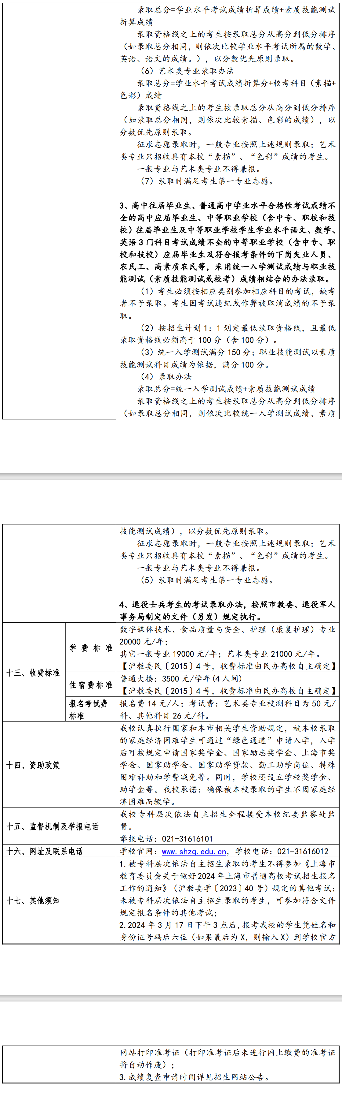 2024年上海中侨职业技术大学专科自主招生章程
