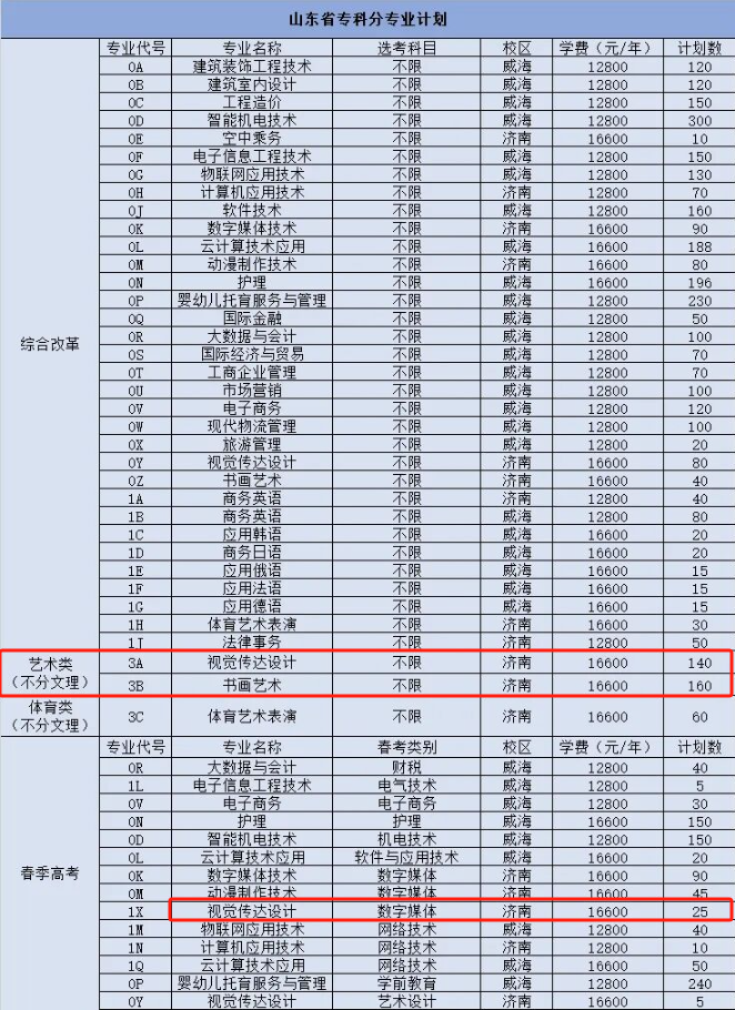 2024山东外事职业大学艺术类招生计划-各专业招生人数是多少