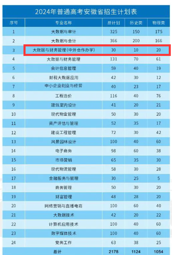 2024安徽审计职业半岛在线注册中外合作办学招生计划-各专业招生人数是多少