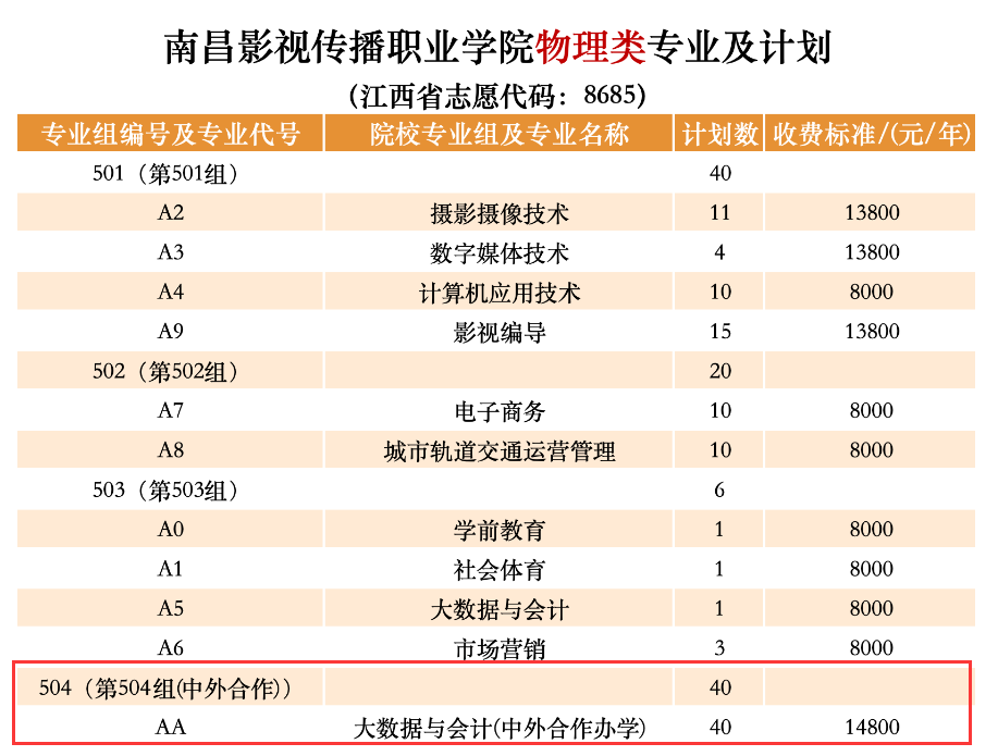 2024南昌影视传播职业学院中外合作办学招生计划-各专业招生人数是多少