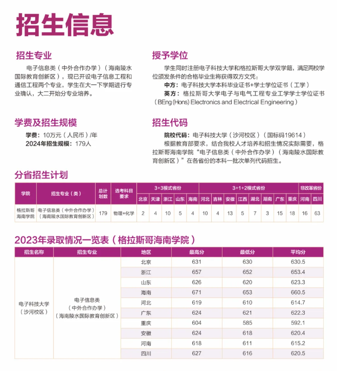 2024电子科技大学中外合作办学招生简章