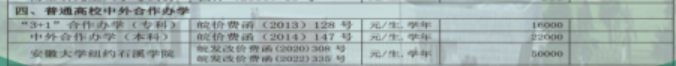 2024安徽大学中外合作办学学费多少钱一年-各专业收费标准