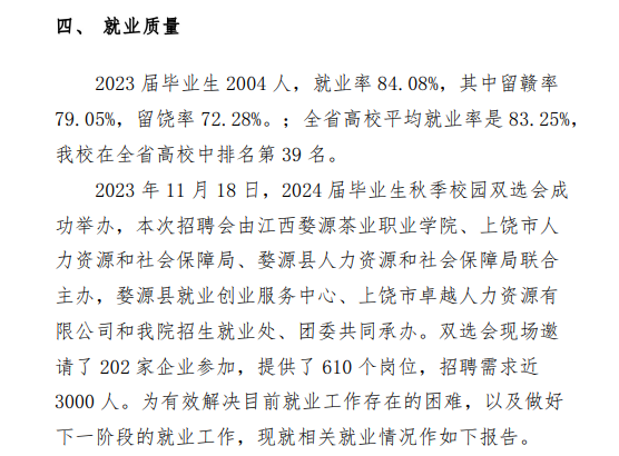 江西婺源茶业职业学院就业率及就业前景怎么样