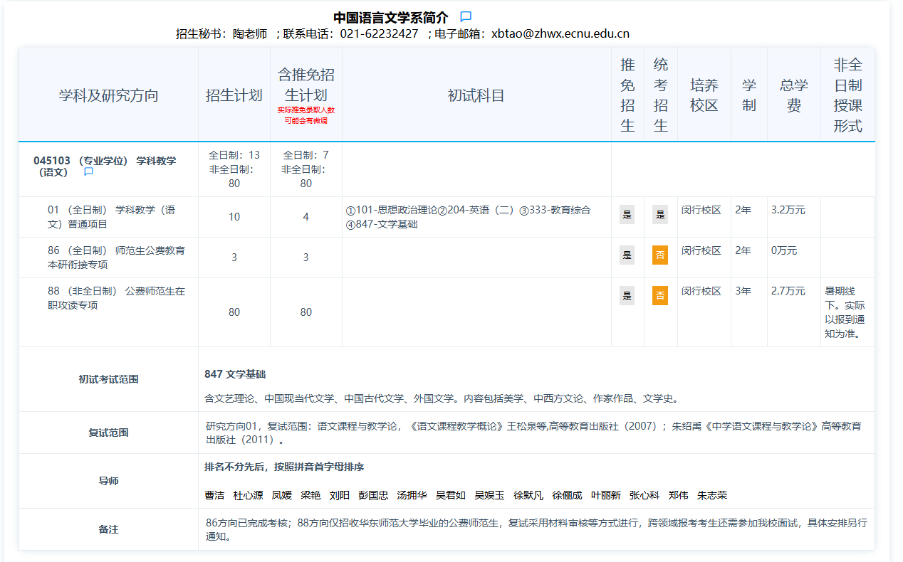 2025华东师范大学研究生学费多少钱一年-各专业收费标准