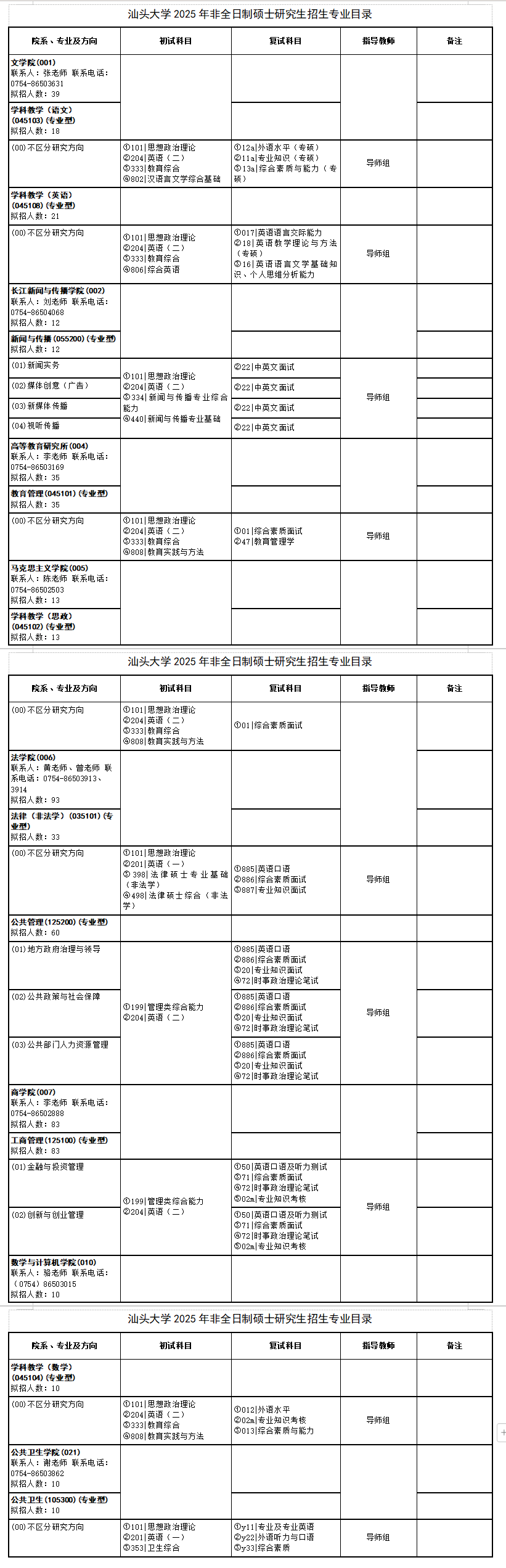 2025汕头大学研究生招生计划-各专业招生人数是多少