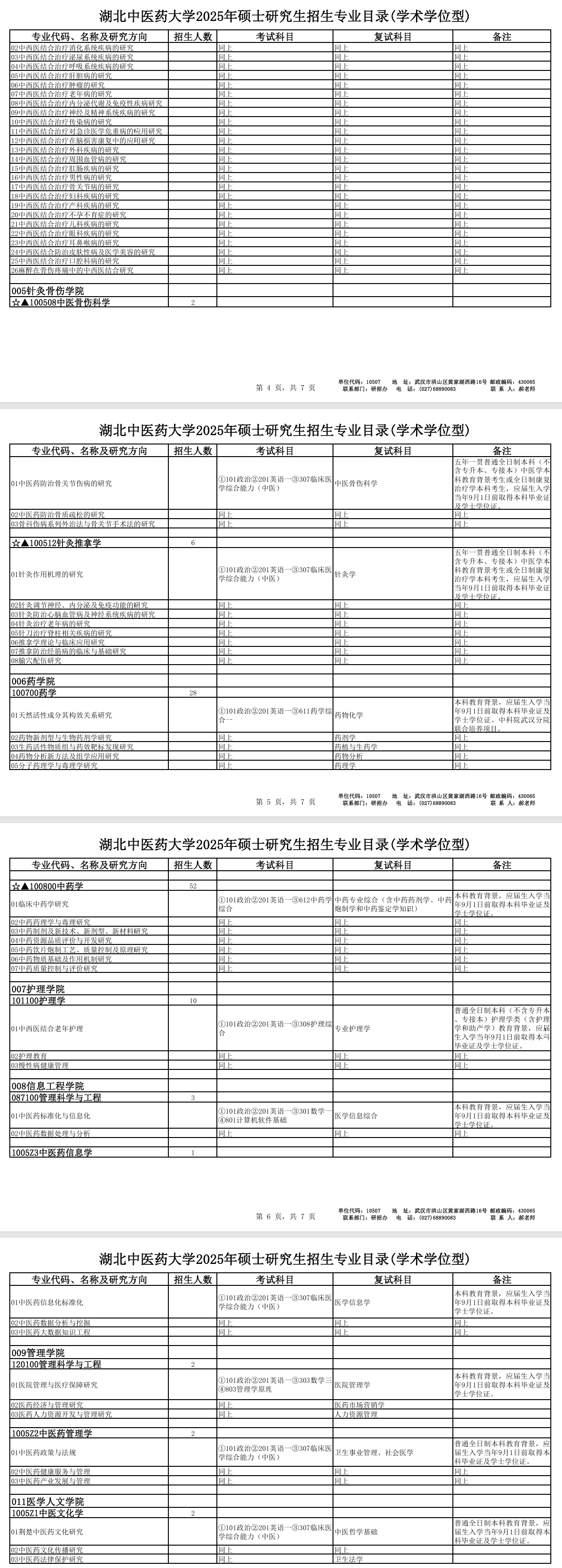 2025湖北中医药大学研究生招生计划-各专业招生人数是多少