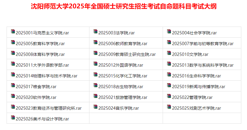 2025年沈阳师范大学考研大纲