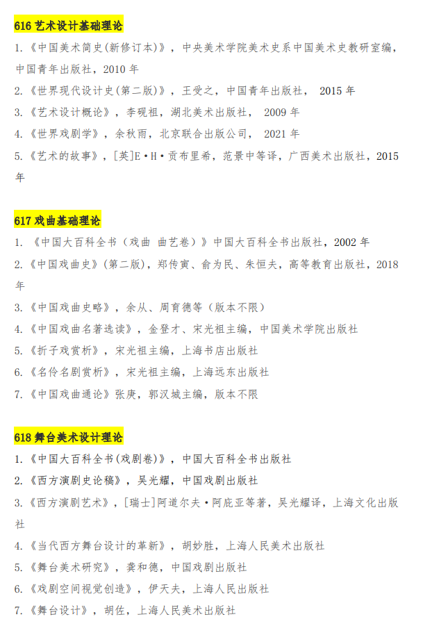 2025上海戏剧半岛在线注册考研参考书目