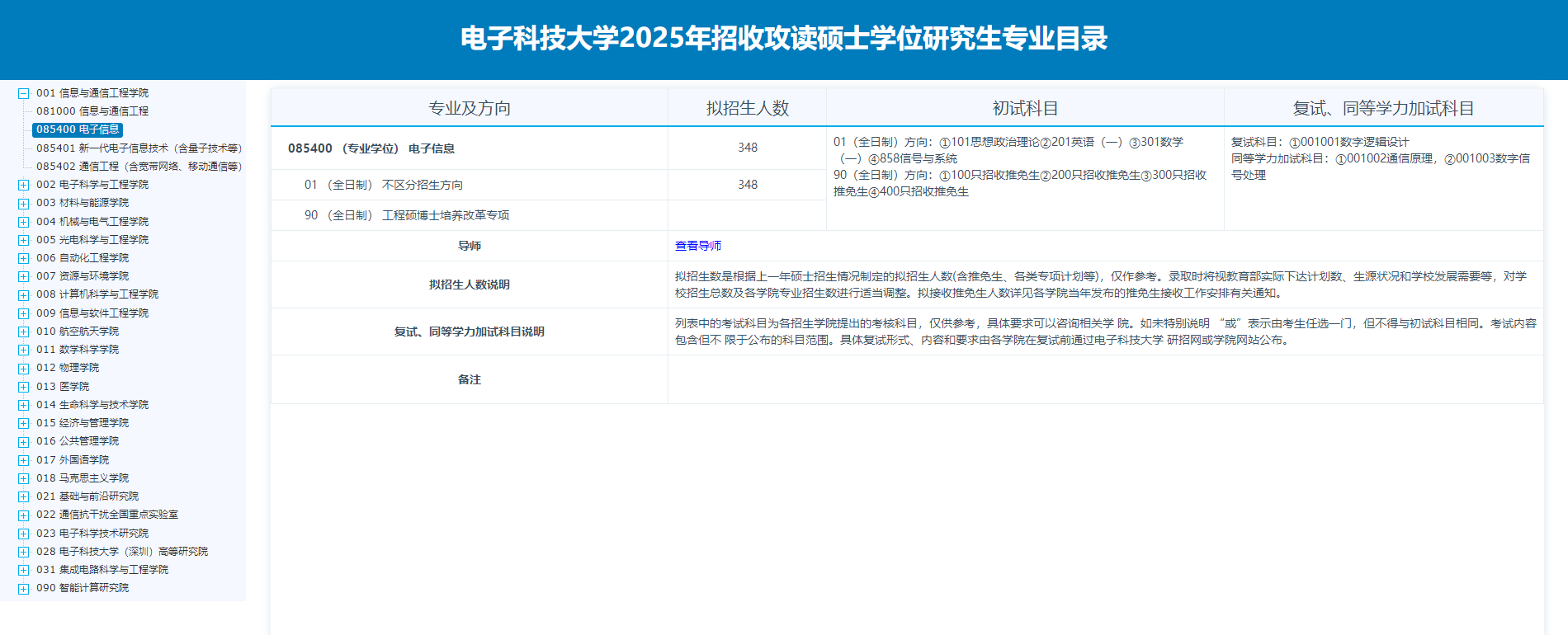 2025电子科技大学研究生招生计划-各专业招生人数是多少