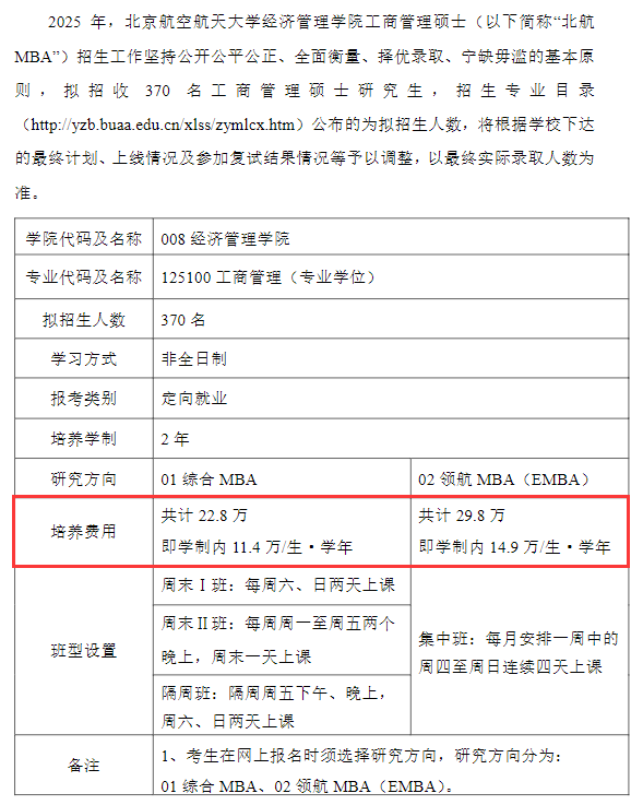 2025年北京航空航天大学MBA报考条件