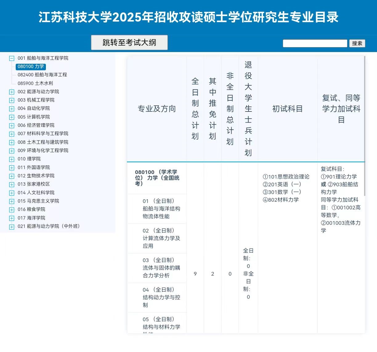 2025江苏科技大学研究生招生专业目录及考试科目