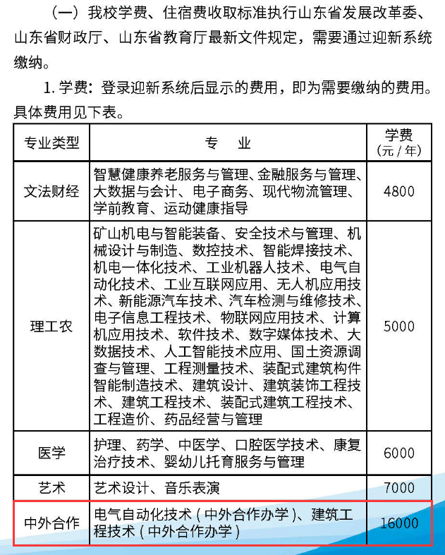 枣庄科技职业学院中外合作办学学费多少钱一年-各专业收费标准