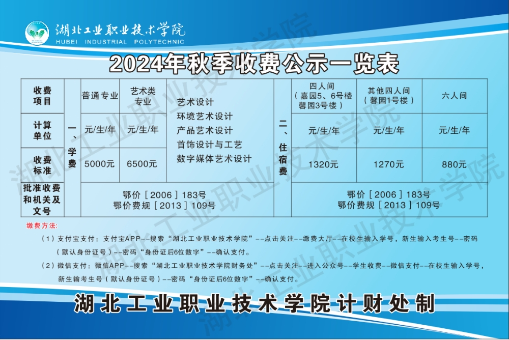 湖北工业职业技术学院学费多少钱一年-各专业收费标准