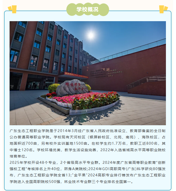 2025年广东生态工程职业学院春季高考招生简章