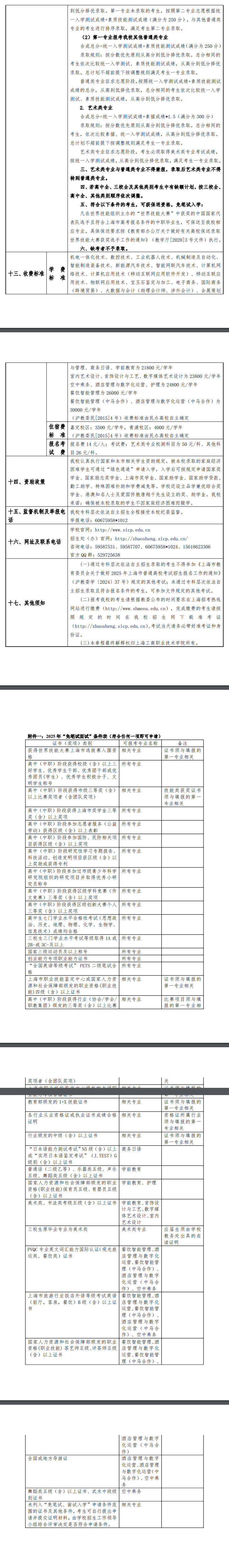 2025年上海工商职业技术学院专科自主招生章程