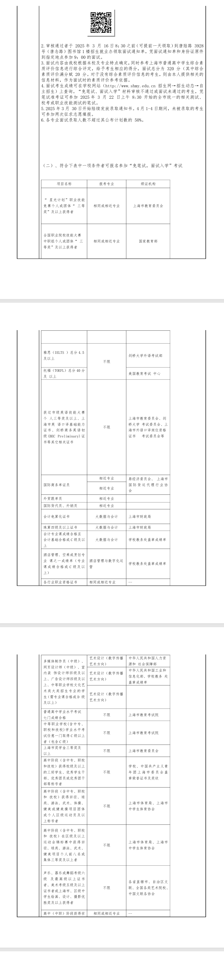 2025年上海民远职业技术学院专科自主招生章程