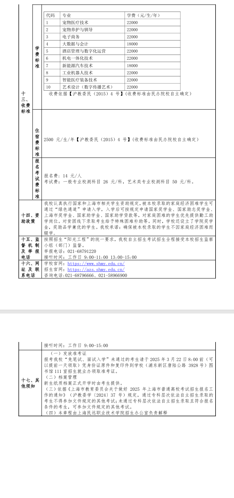 2025年上海民远职业技术学院专科自主招生章程