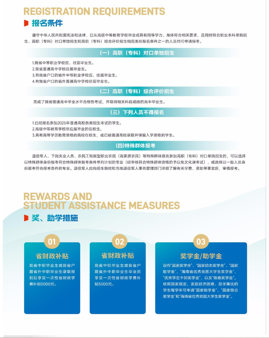 2025年海南职业技术学院高职分类考试招生简章