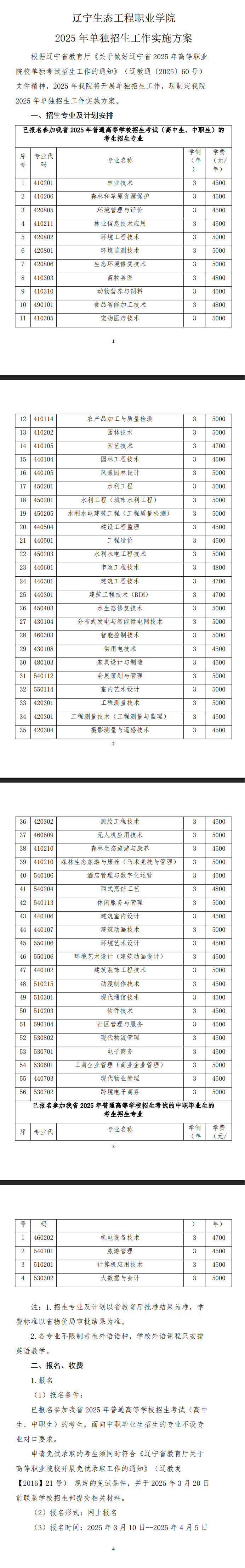 2025年辽宁生态工程职业学院单招简章
