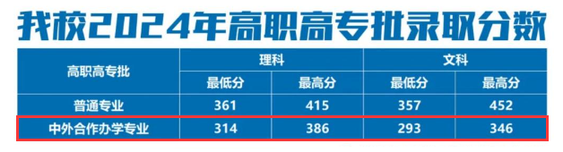 2024郑州信息科技职业学院中外合作办学分数线（含2022-2023历年）