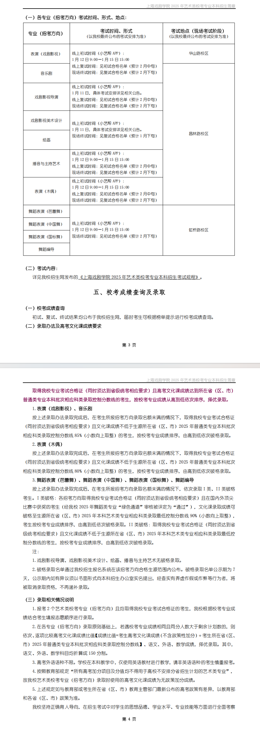 2025年上海戏剧学院艺术类招生简章（校考专业）