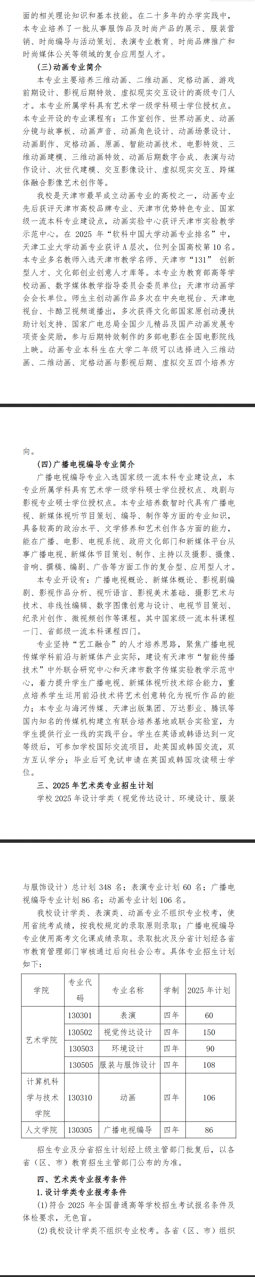 2025天津工业大学艺术类招生简章