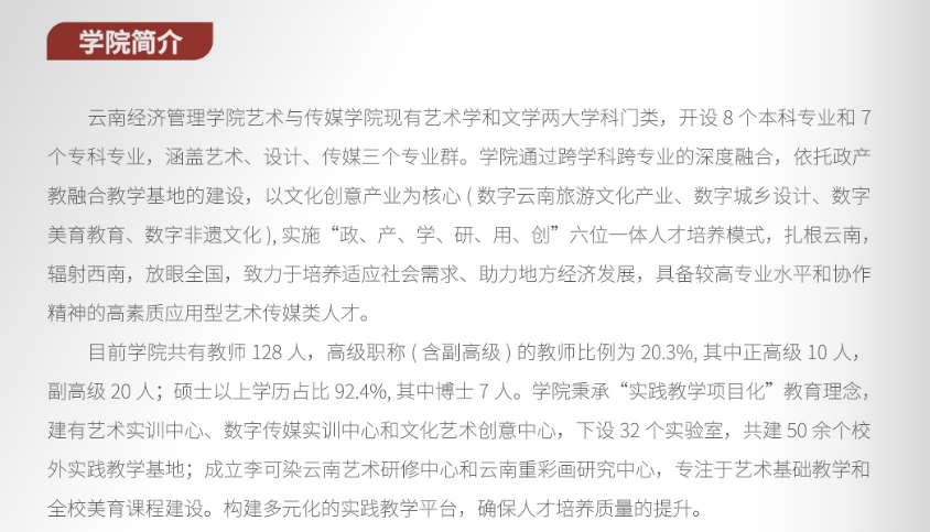 2025年云南经济管理学院艺术类招生简章
