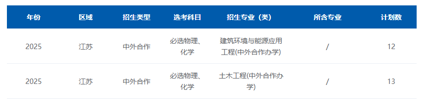 2025中国矿业大学中外合作办学招生计划-各专业招生人数是多少