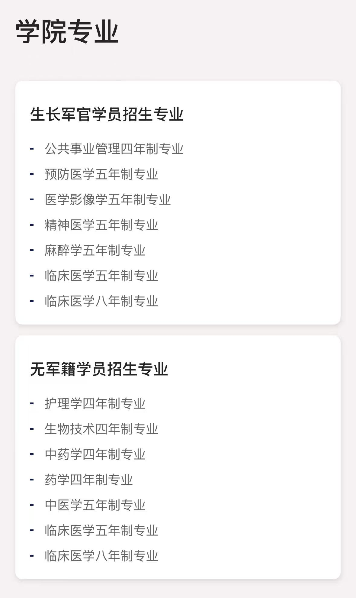 2025海军军医大学有哪些专业招生