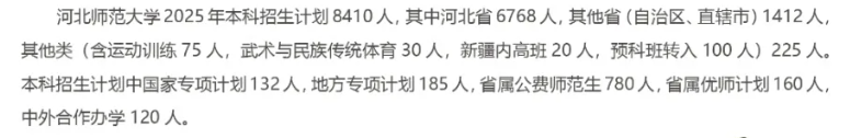 2025河北師范大學(xué)招生計劃-各專業(yè)招生人數(shù)是多少