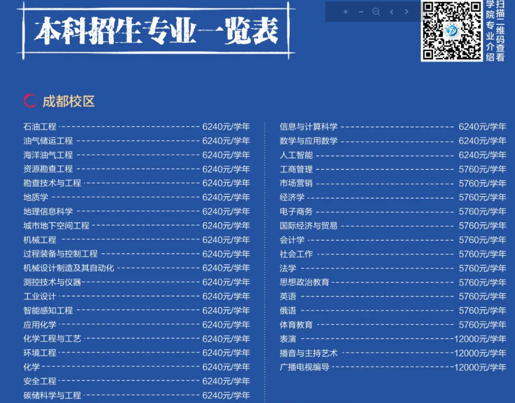 2025西南石油大學(xué)學(xué)費多少錢一年-各專業(yè)收費標(biāo)準(zhǔn)