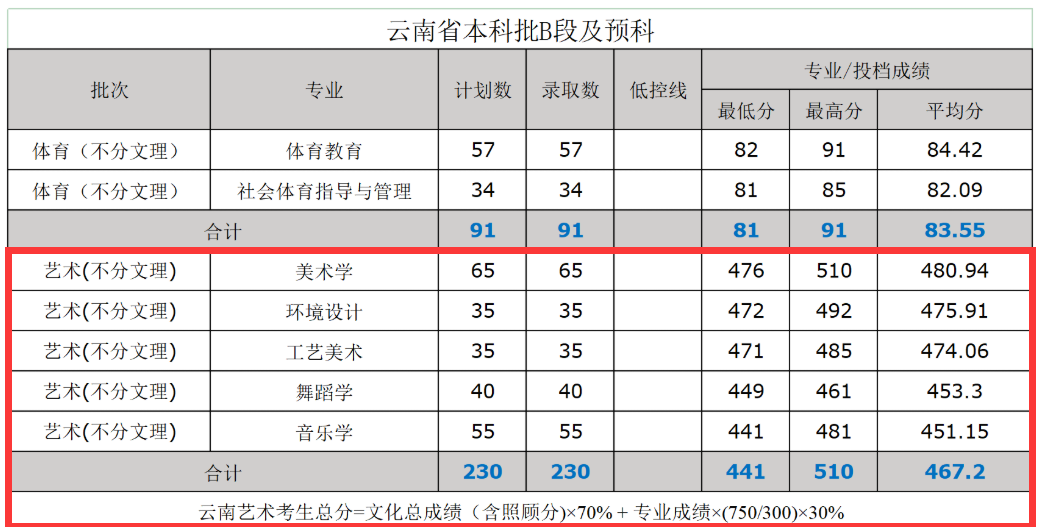 2025文山学院艺术类录取分数线（含2023-2024历年）